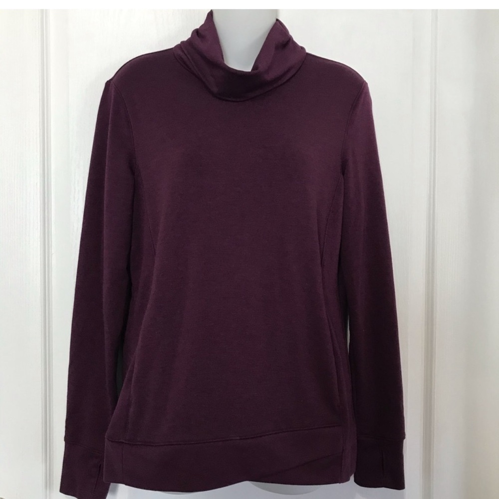 Cascade Collective Purple Cowl Neck Sweater with thumb holes color plumb size:s - Picture 2 of 10